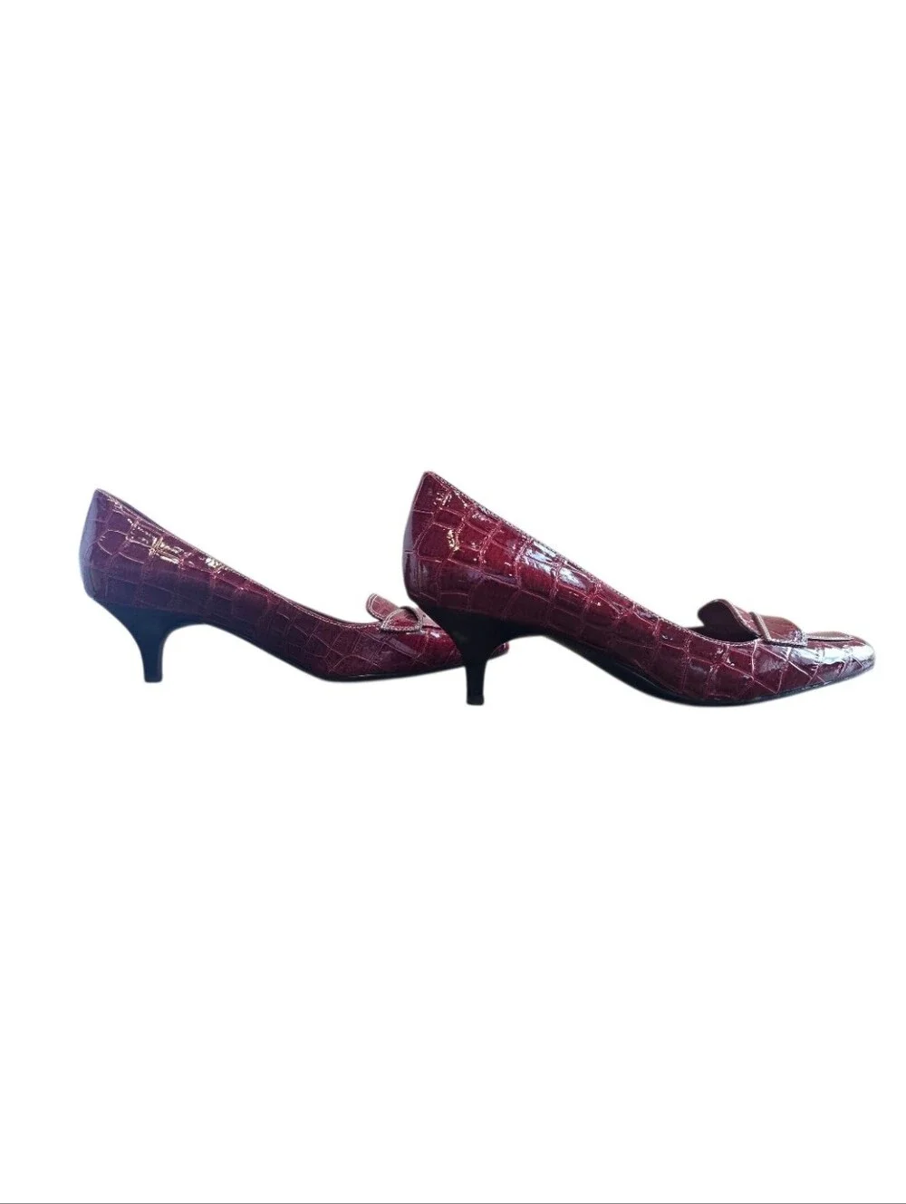 Bandolino Red Croc Embossed Patent Leather Kitten Heel Pumps 9.5